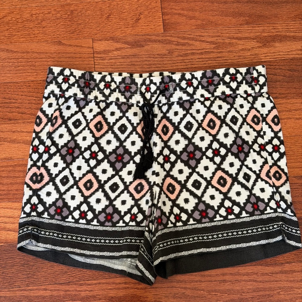 LOFT Multicolor Elastic Waist Linen Shorts 6
